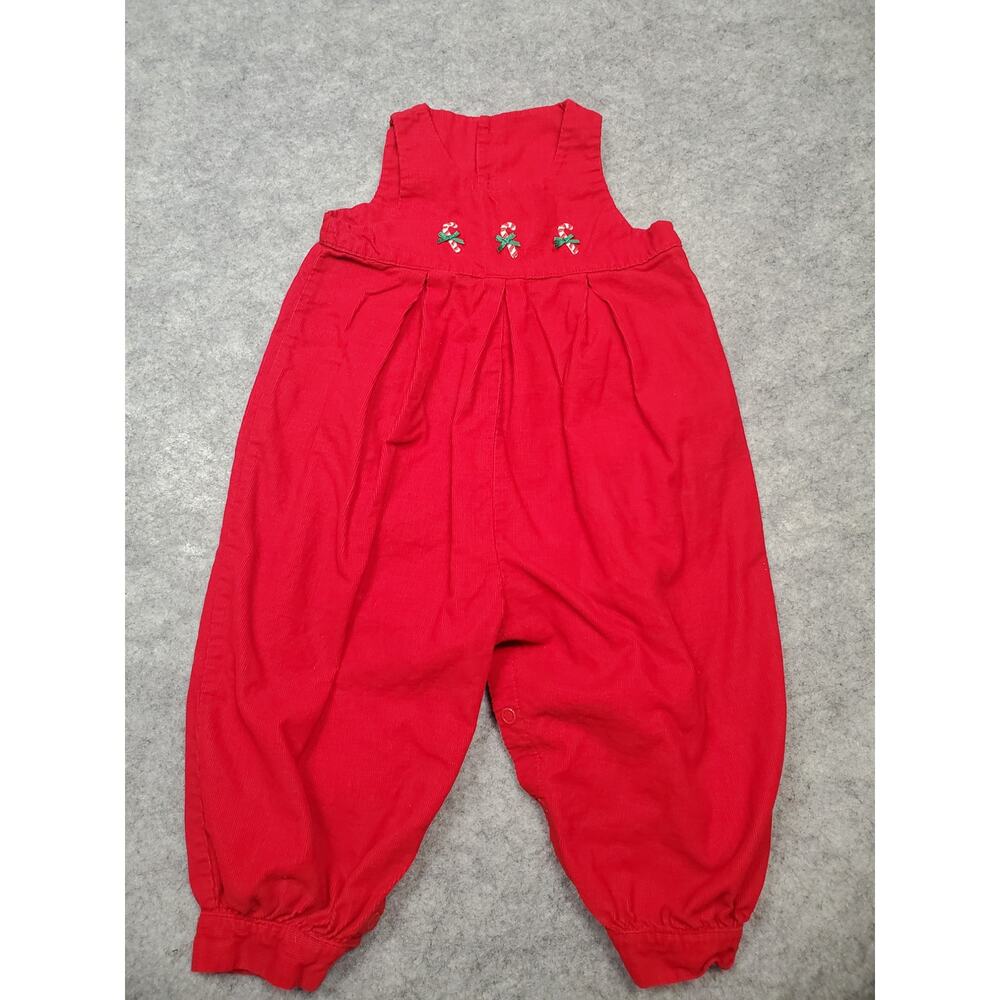 Hartstrings Baby 24M Red Corduroy Christmas Romper Candy Canes